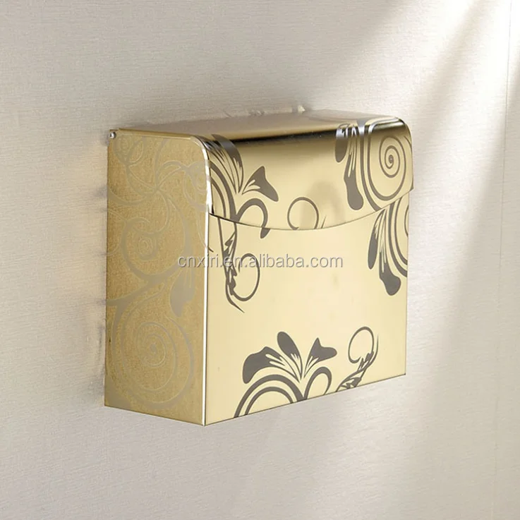 Stainless steel paper towel box Golden pattern paper towel box of towel rack