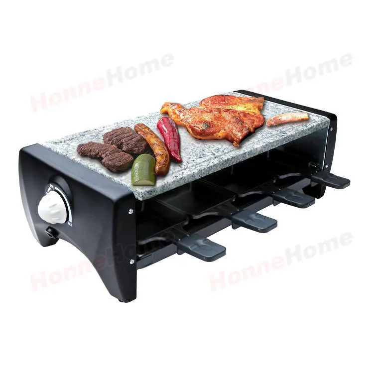 8 People Electric BBQ Raclette Granite Stone Party Grill