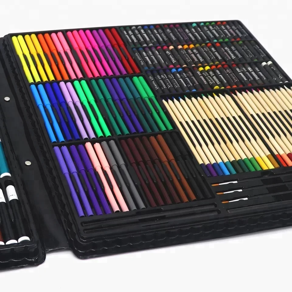 Children Art Set with color pencils, color pens