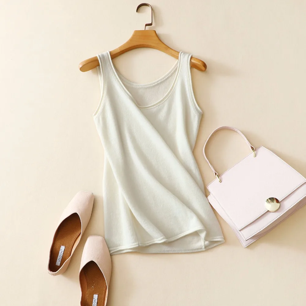 Women cashmere vest low-cut sleeveless tank tops slim fit cashmere vest wool sweater