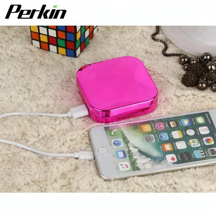 2018 New high quality cheap price built-in line mirror low price power bank 7800mah portable charger