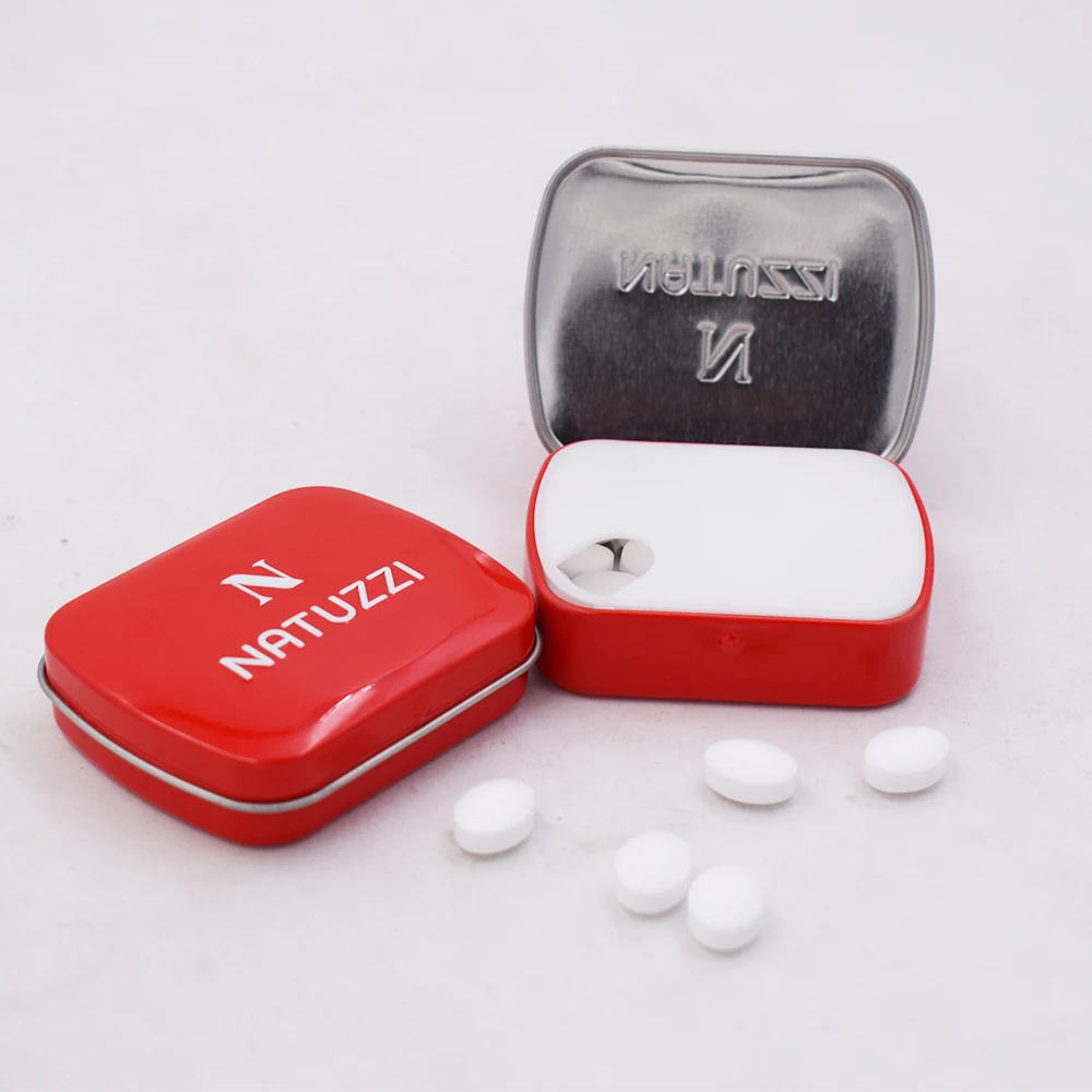 
Recycled Customized Rectangle Red Tin Box For Candy Mint 