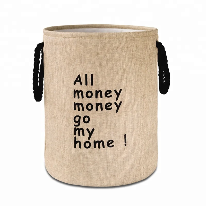 Top Quality Linen Fabric Folding Household Laundry Basket Stand