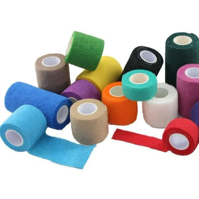 Medical consumables colored elastic wrap bulk cohesive bandage