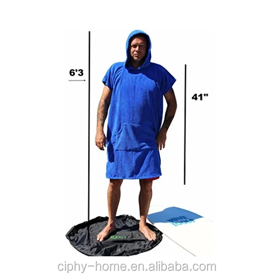 Cotton Surf Beach Hooded Poncho Changing Bath Robe Towel with Pocket with embroidery LOGO