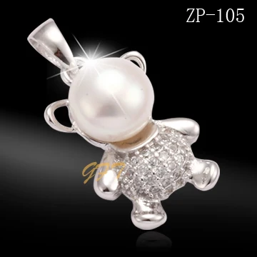 
Fashion 925 sterling silver teddy bear pearl pendant designs 