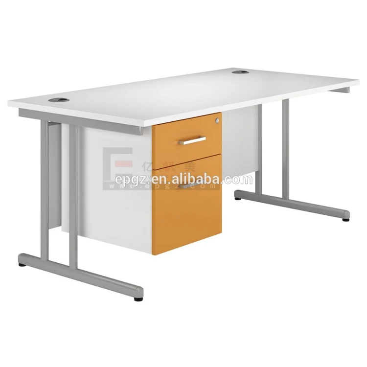 School Office Furniture Wooden Strong Metal Frame Iron Tube Teacher Use Desk with Cabinet
