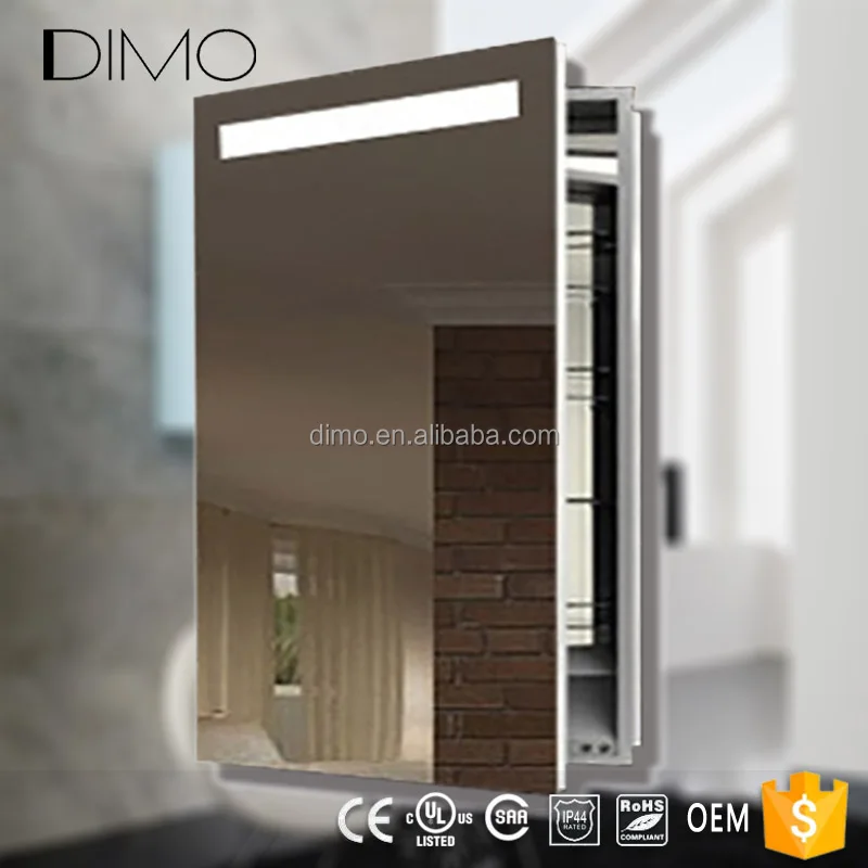 
Dubai Hotel Bathroom Storage Metal Anti-fog Mirror Cabinets with LED Lights 