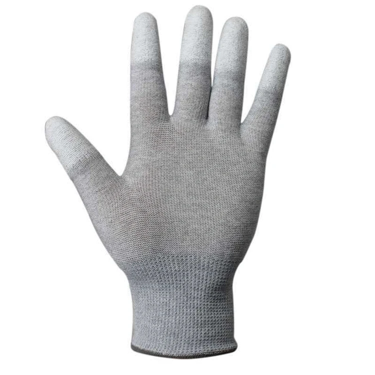 
Wholesale 13 Gauge Nylon Carbon Fiber PU Coated Palm Fit Anti-static ESD Gloves 