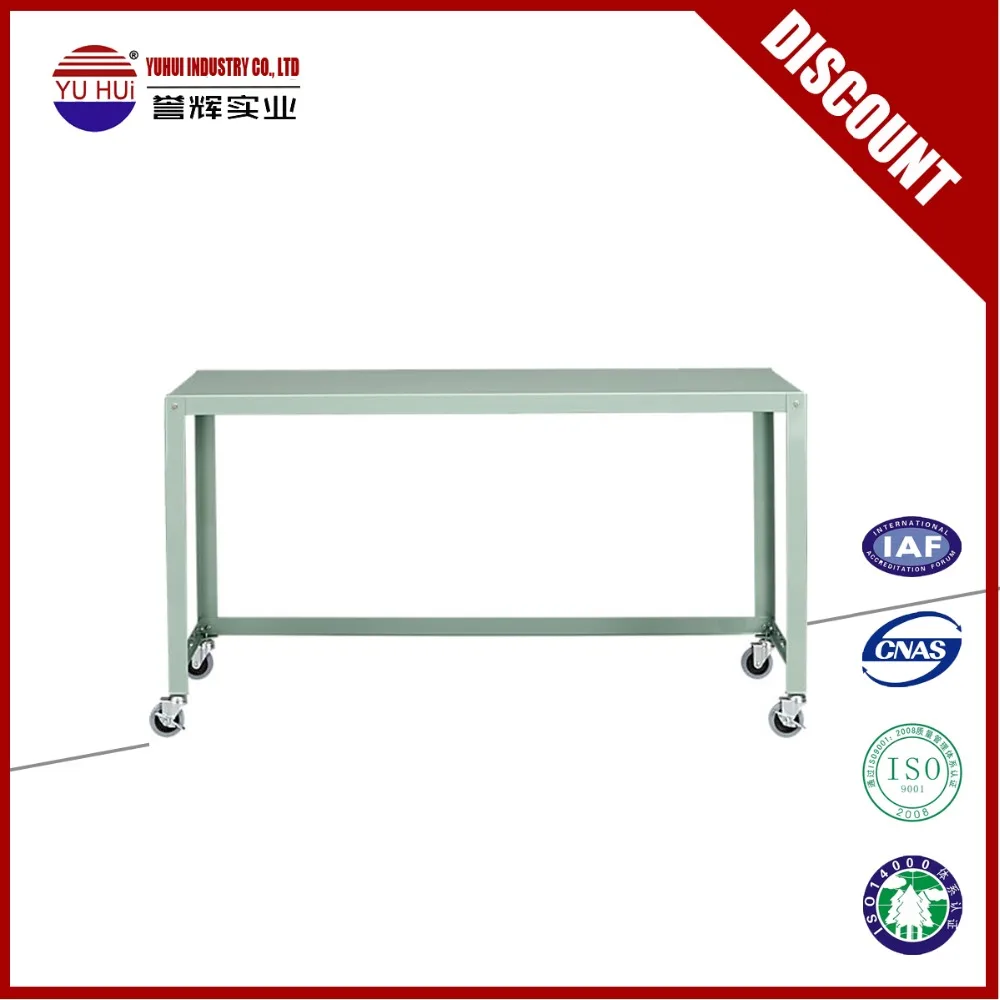 
White laptop desk go cart rolling table metal trolley desk 