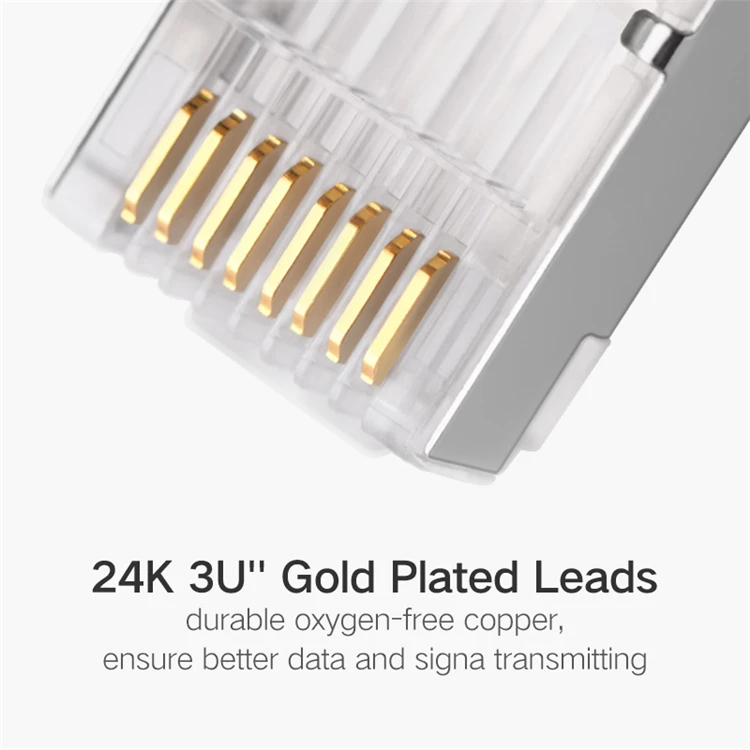
High Quality CAT6 RJ45 Connector For Stranded Solid network cable 8P8C Gold Plated RJ45 Plug with UTP 