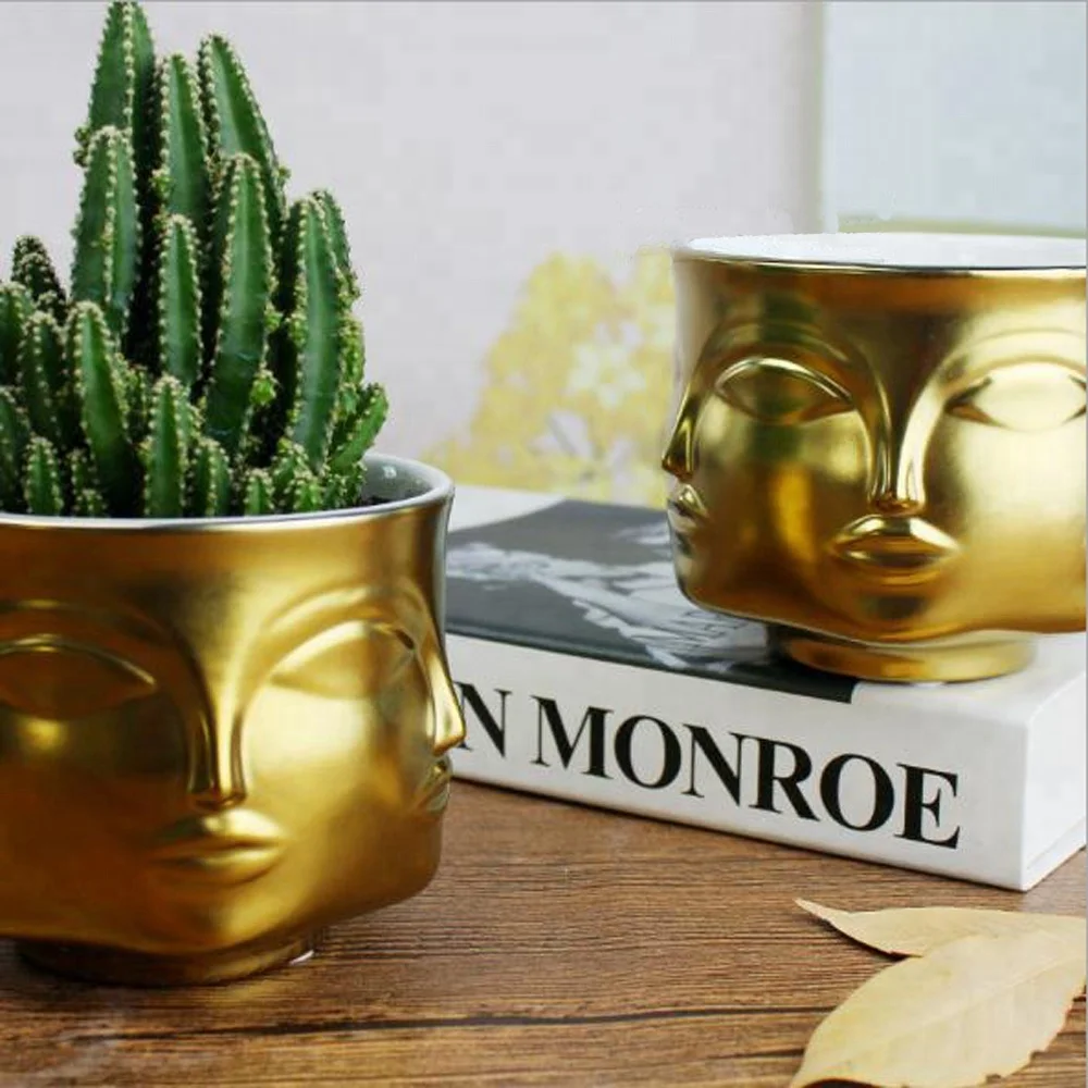 wholesale hot selling ceramic face planter or ceramic pots for plants head pot