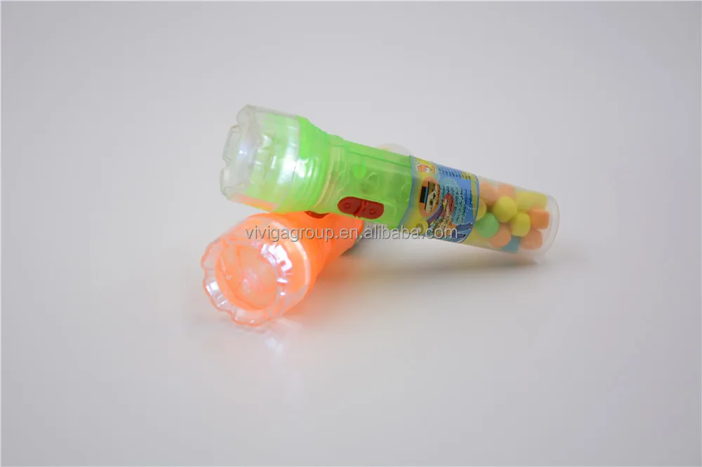 Light Flashlight sweet hard press ball shape candy toy