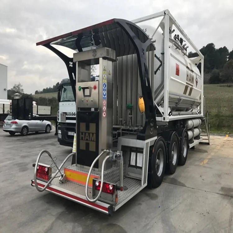 
Mobile LNG semi trailer with refilling nozzle and mass flow meter for fueling LNG trucks 