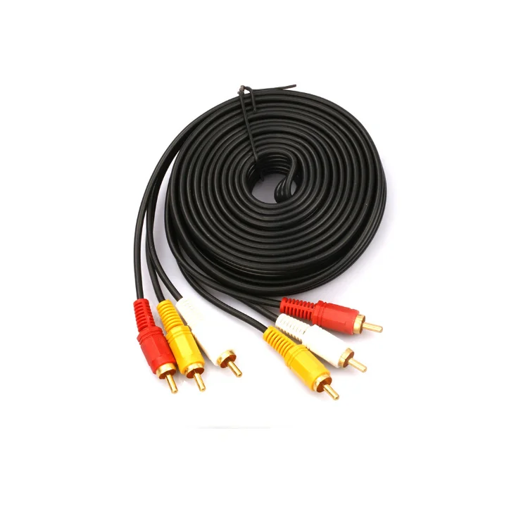 Gold Plated AV Male to Male cord 3RCA to 3RCA Stereo Audio Video Cable adapter for HDTVs DVD receiver