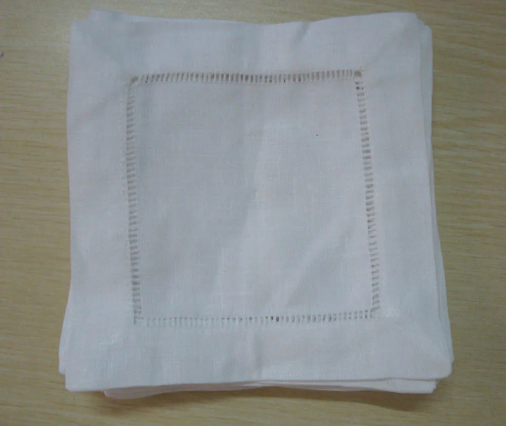 linen cotton blended cocktail napkin/linen coaster with ladder hemstitch