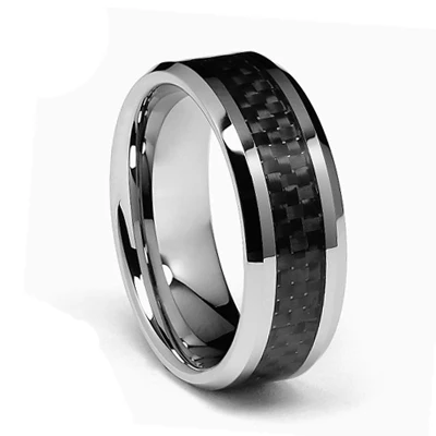 High End Fashion Jewelry Ring Models Gold Plated Beveled Edges Tungsten Carbon Fiber ,new for Men Laser