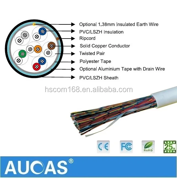 Indoor cat3 multipair 2-200 pairs Communication rj11 telephone cable