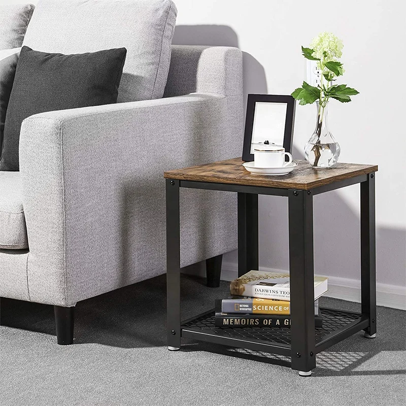 Wholesale Furniture Manufacturers Dark Bedside Small Corner End Table Small Metal Side Table