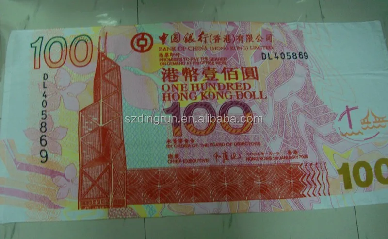 Most popular US dollar printed velour beach towel for promotion
