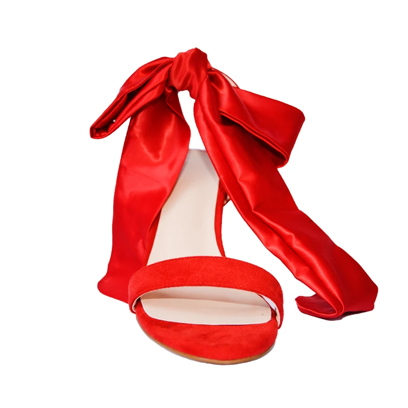 
factory direct best quality color fashion suede and silk material open toe chunky heel sandals shoes women 