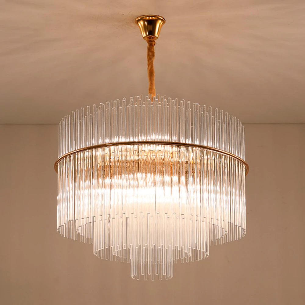 Modern White Glass Tube Crystal Chandeliers For Hotel Luxury Wedding Decoration Ceiling Hanging