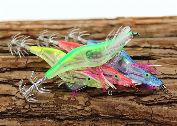 Electronic Luminous Shrimp Hook Squid Lure Night Fishing Baits Squid Jigs Hook