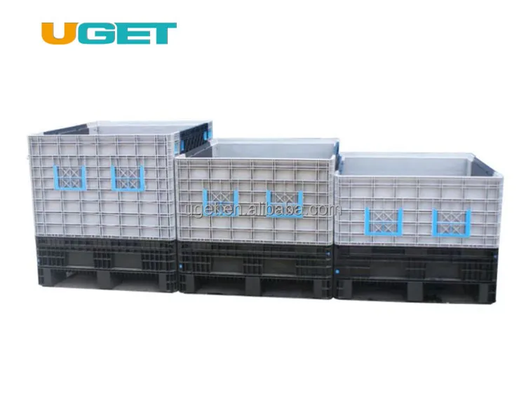 New HDPE Transportation Storage Mesh Fruit Large Stackable Plastic Foldable Pallet Moving Boxes