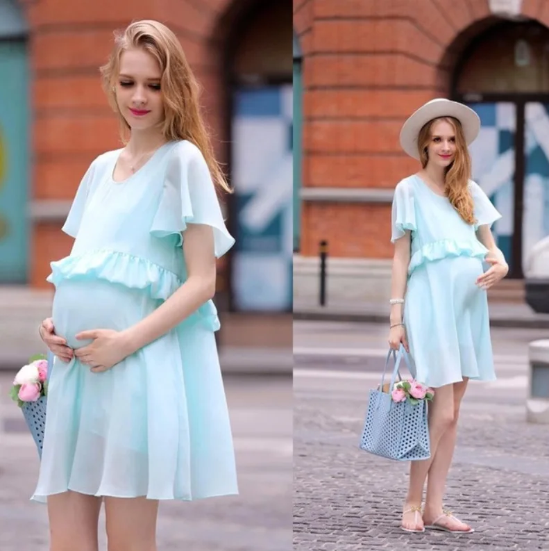
F10064A Aliexpress hot sale european fashion pregnant women chiffon plus size maternity dress 