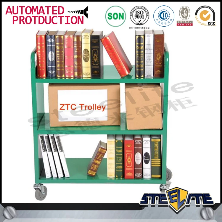 Cheap school library furniture/ steel book trolley/ steel library trolley