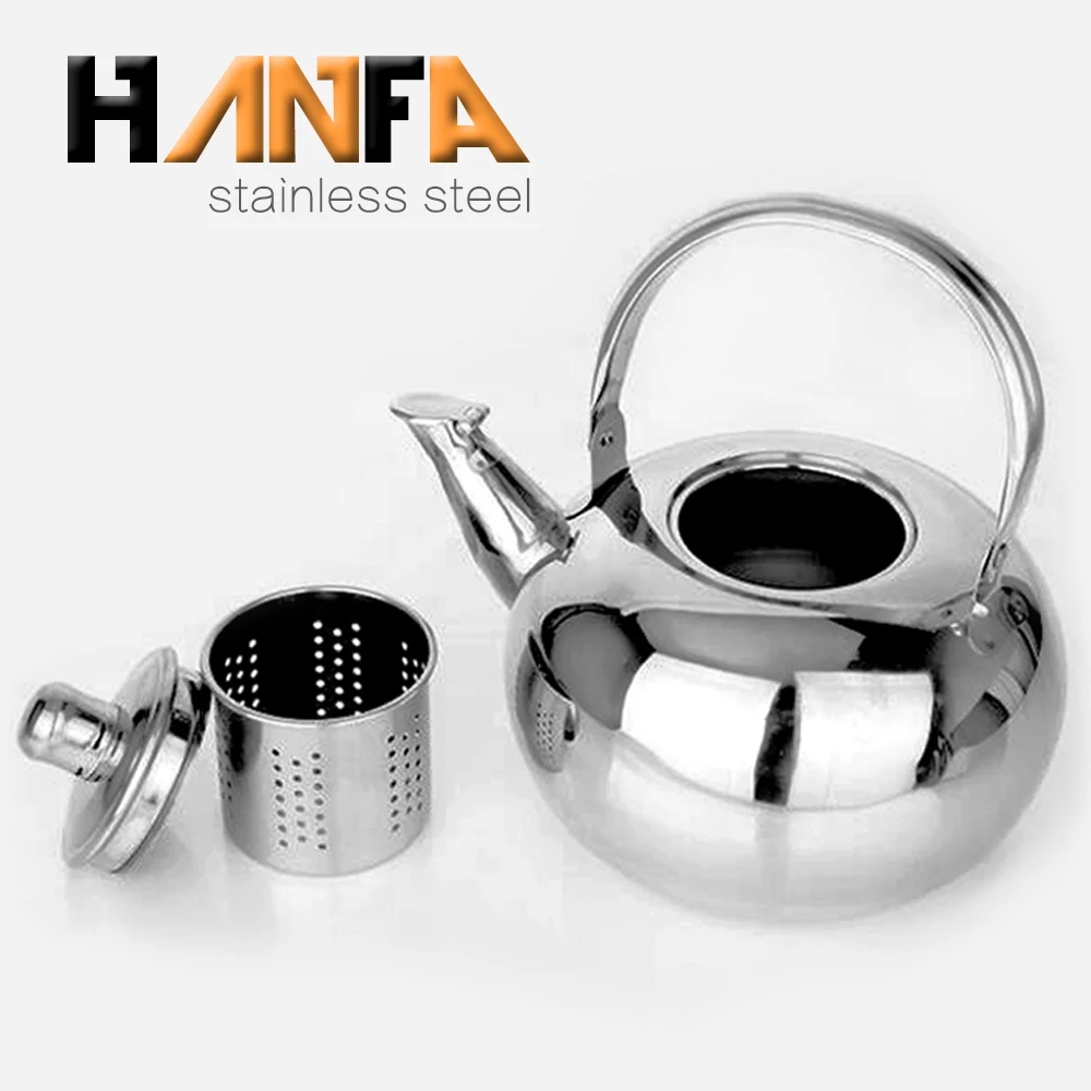 Wholesale induction turkish tea kettle stainless steel teapot with strainer