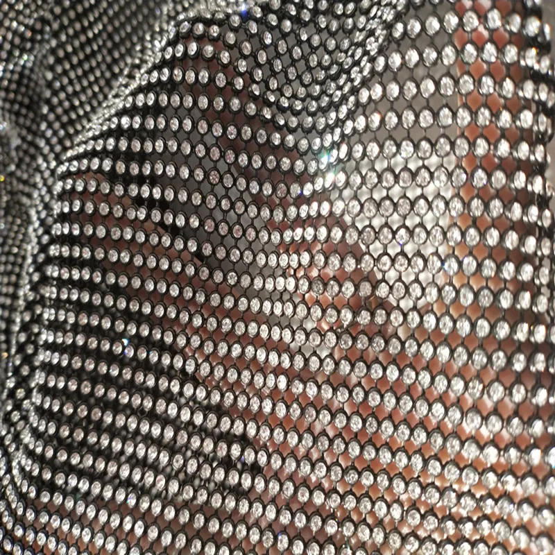 
Chinese factory bulk shoes rhinestone mesh fabric crystal trim bling beaded applique 