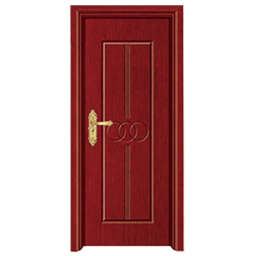 Front solid wood entrance door 8mm hdf panel with frame single main plain teak wood main door designs