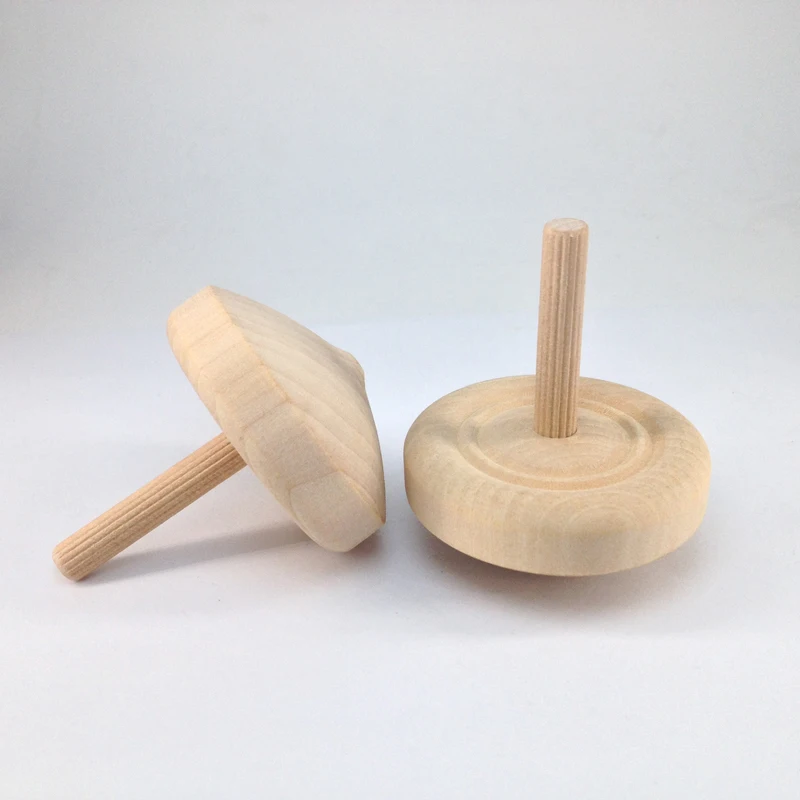 Big Size Wood Spinning Top Natural Kids Scopperil Toy