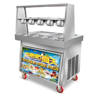 Double flat pans fried roll ice cream machine mesin ais krim goreng