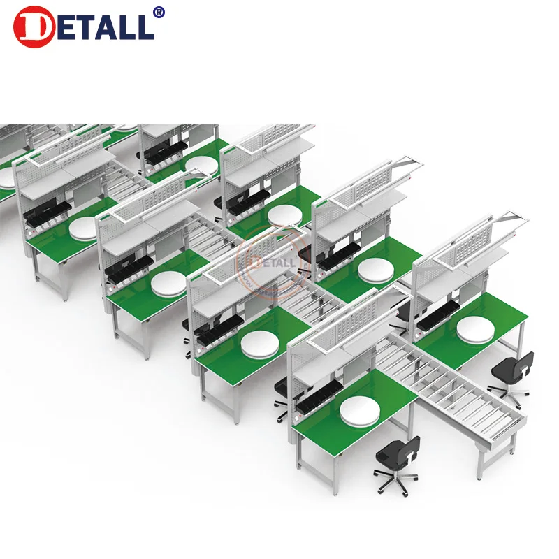 Detall Electric Assembly Line Workbench With Electric Belt Conveyor