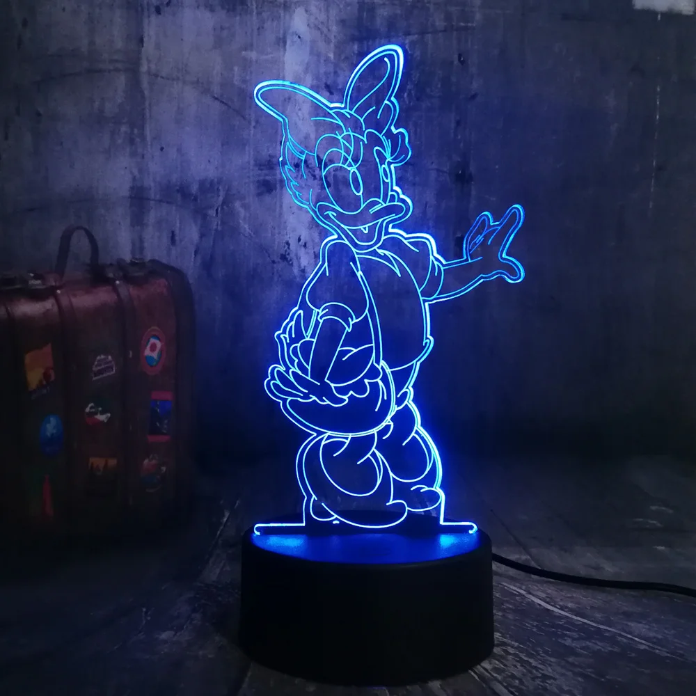 Remote Control Lovely Girls Cute Daisy Duck Donald Lover 7 Color Change 3D LED Night Light Child Desk Lamp Birthday Christmas