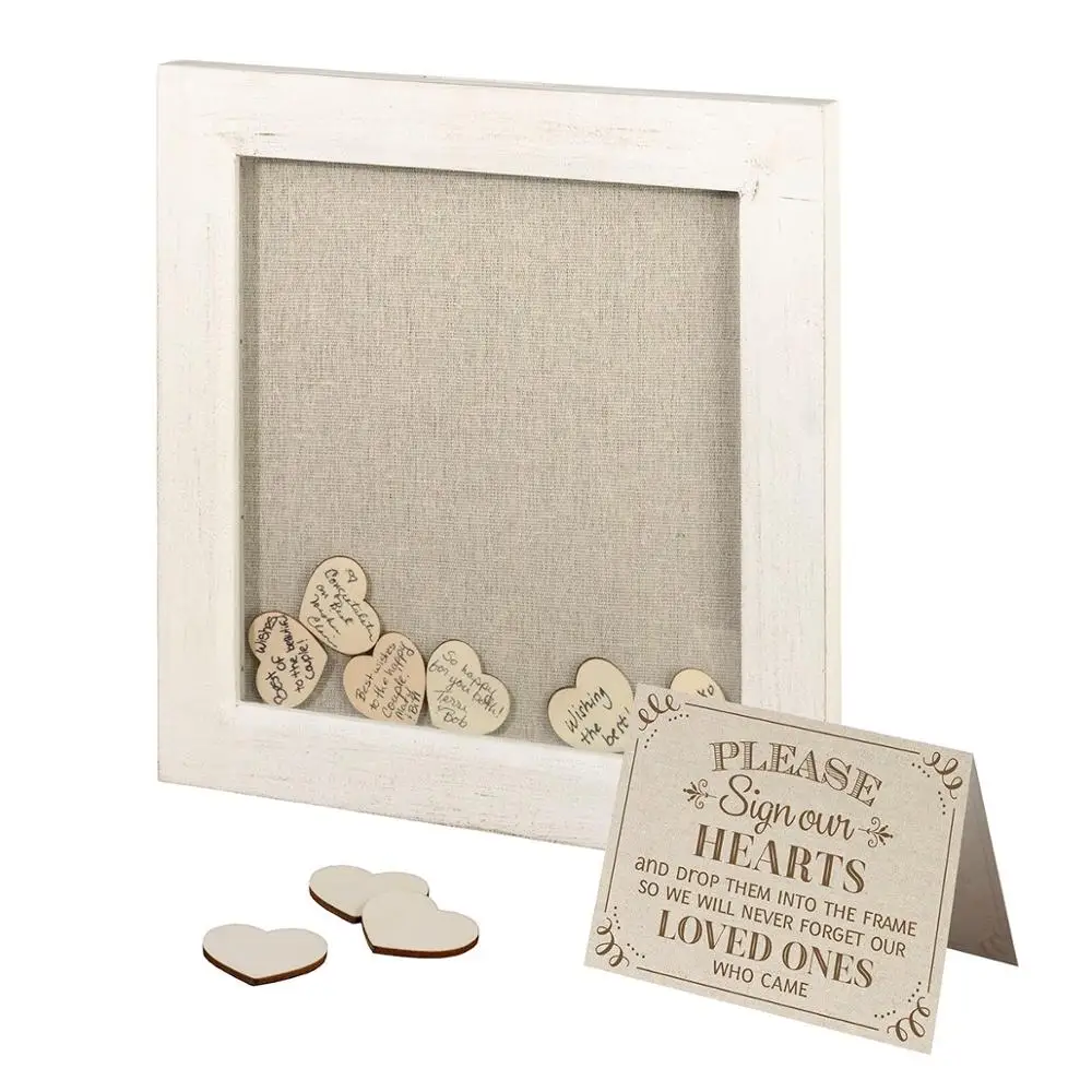 Wedding  Guest  book alternative with Wooden Drop Hearts