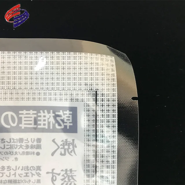 Three side sealed pet pe laminated frozen plastic packaging bag for fish with clear window