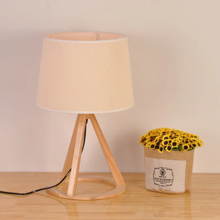 European Style 3 legs Triangular Wooden Table Lamp Reading Lights best sale E27 table lamp for bedroom