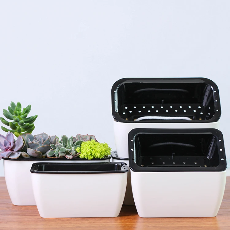 newest rectangle shape plant nursery home and garden decoration succulent Self Watering plants flowerpot