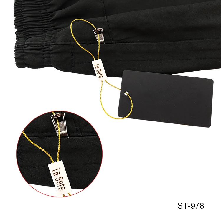 China high quality customized brand mold cotton string embossed plastic seal tag for clothing