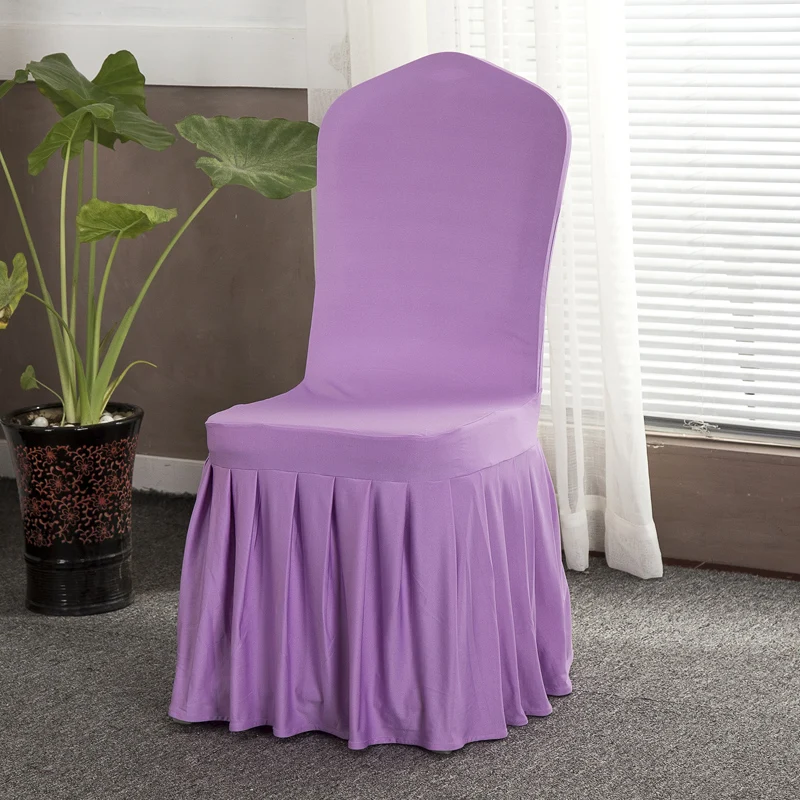 Wholesale elegant gold banquet ruffled pleat spandex fabric wedding chair cover