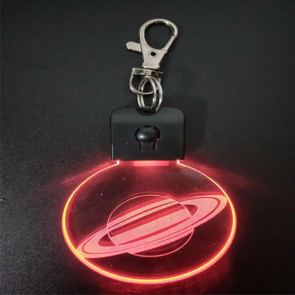 
Custom Round Shape Key Organizer LED Color Flashing Planet Design Unique Keychains Creative 3D Mini night Light 