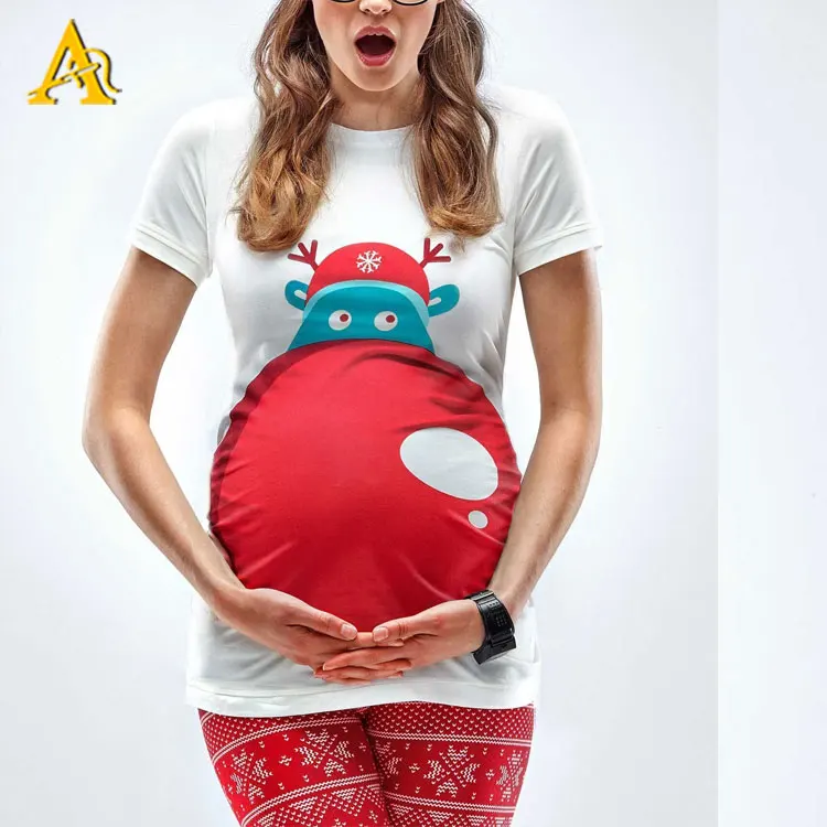 
High Quality Combed Cotton Maternity Top Pregnancy Ruched Shirt Cute Printed Maternity Wear 