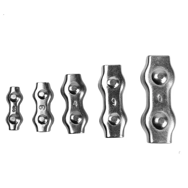 Stainless steel 316 hardware fasteners M5 wire rope duplex clips double clamp