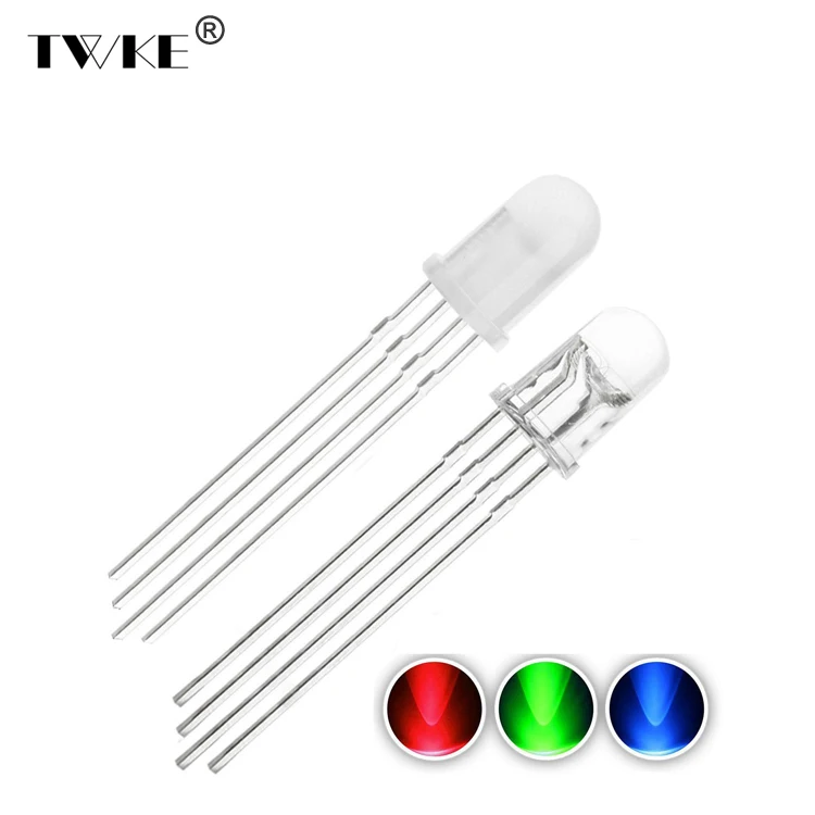 
RGB Led Diode 5mm 4-pins Through Hole Led Chip 