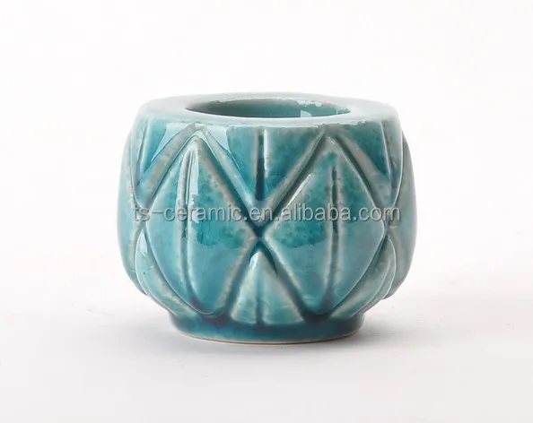 Modern style decoration indoor outdoor hand made gridding small bonsai ceramic pot