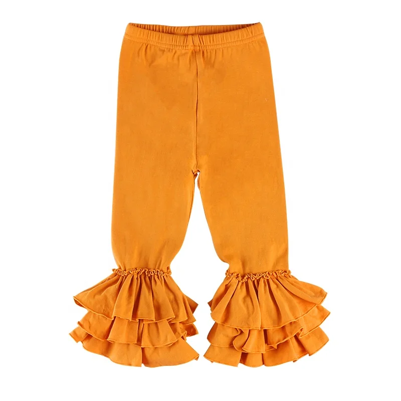 Новое поступление, детские штаны для девочек, оптовая продажа, однотонные хлопковые леггинсы с оборками, детская одежда