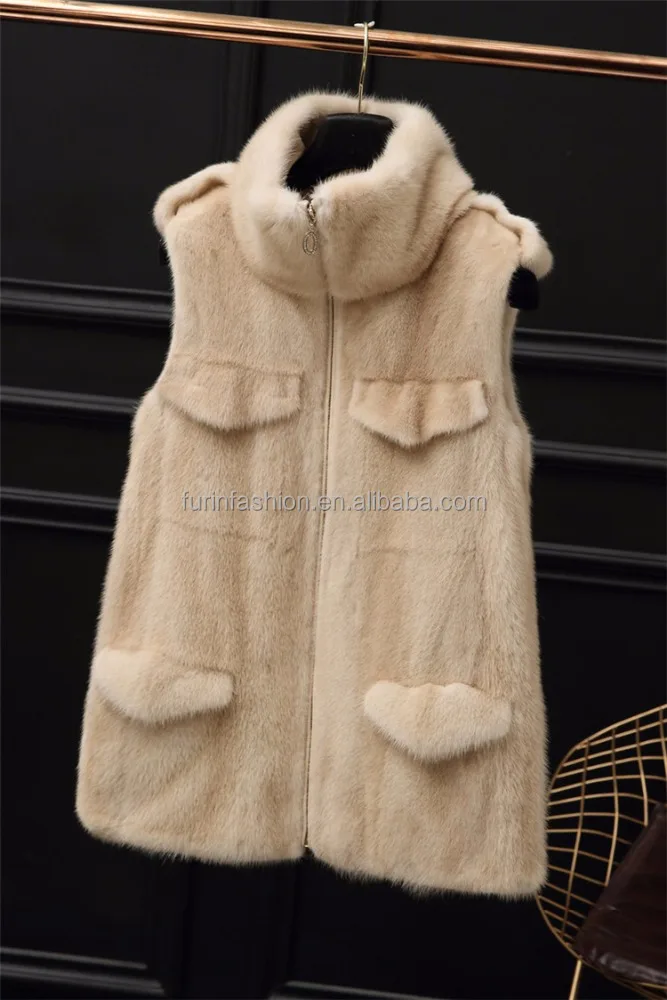 
High Quality Good Prices 100% Real Natural Sleeveless Mink Fur Coat 